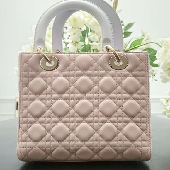 CHRISTIAN DIOR Lambskin Cannage Medium Tri-Color Lady Dior in Rose Pale - Picture 2 of 8